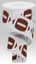 Load image into Gallery viewer, Football Royal Ribbon : White - Sports Football Wired Ribbon - 2.5 Inches x 10 Yards (30 Feet)