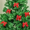 Load image into Gallery viewer, Set of 6 Small Red Bows, 3.5" wide, gold loop included

