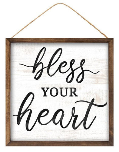 Bless Your Heart Wooden Sign - 10 Inches x 10 Inches