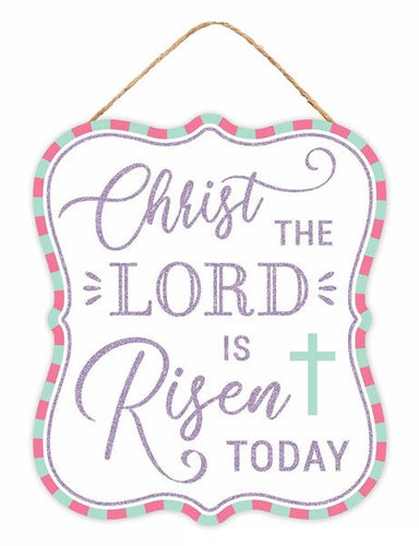 Glitter The Lord Risen Wooden Sign : - 10 Inches x 10 Inches