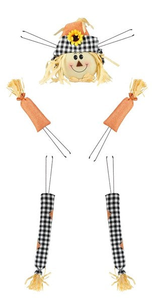 Scarecrow 5 Piece Kit : Black White Check Orange - 31 Inches