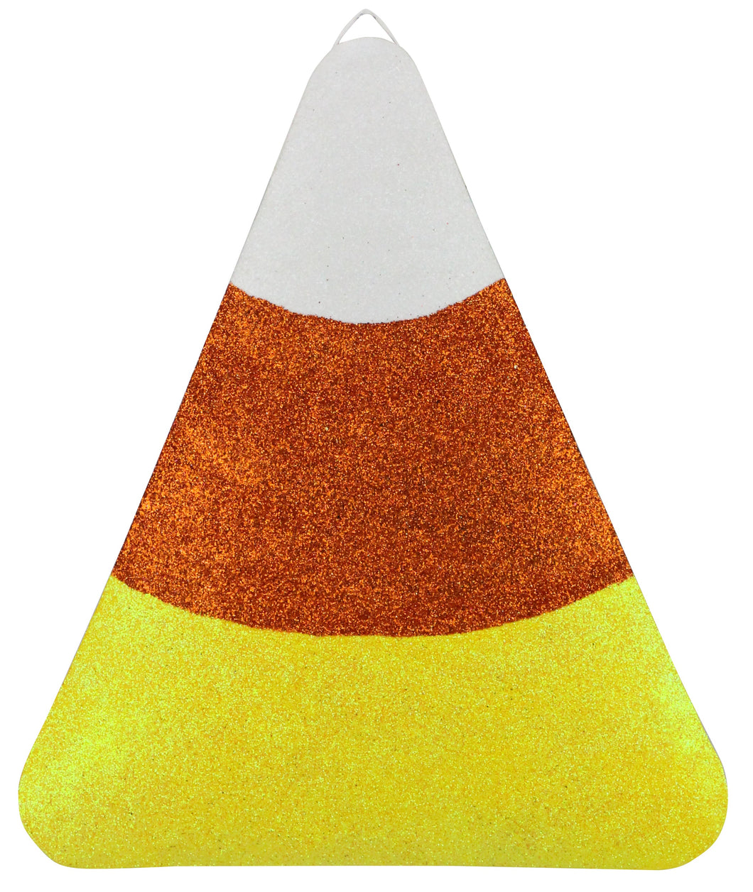 Glitter Candy Corn Metal Sign : White Orange Yellow - 10.5 Inches x 9 Inches