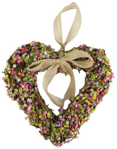 Rattan Heart W/Bow - 8.25