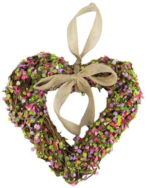 Rattan Heart W/Bow - 8.25