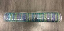 Load image into Gallery viewer, 21" Deco Poly Mesh Ribbon : Multi Color Stripe Green Purple Pink (30 Feet)
