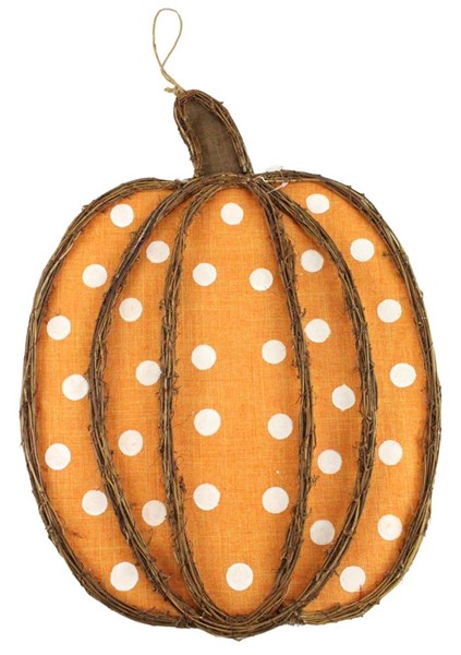 Vine/Fabric Pumpkin Orange white Polka Dots - 22.5 Inches x 16.5 Inches