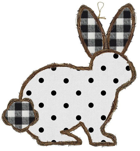 Fabric Bunny Grapevine Black White Polka Dot 21 Inches x 22 Inches