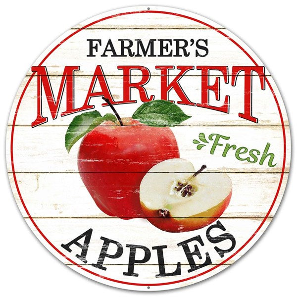 Farmer's Market Sign : Apples - 12 Inches Round
