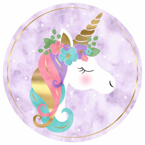 Unicorn Round Metal Sign: 12 Inches Diameter