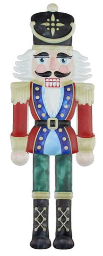 Embossed Metal Nutcracker Sign: Red Blue Green White Black - 12 Inches Tall x 4 Inches Wide