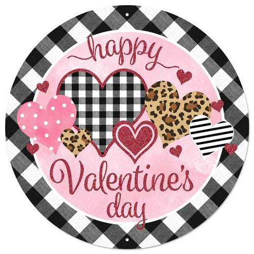 Valentines Day Round Aluminum Sign : 12 Inches Diameter