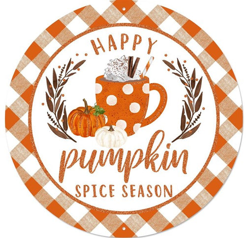 Happy Pumpkin Spice Season Glittered - 12 Inches Round
