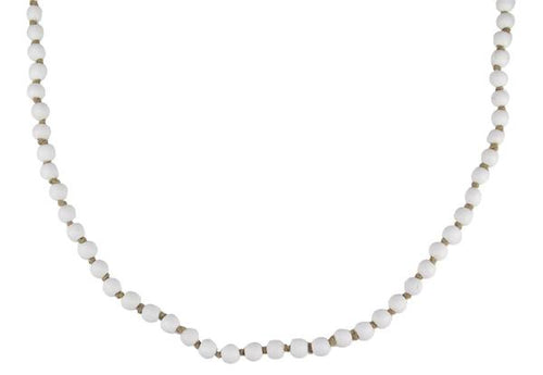 Small Round Wood Bead Garland : Whitewash - 39 Inches Length