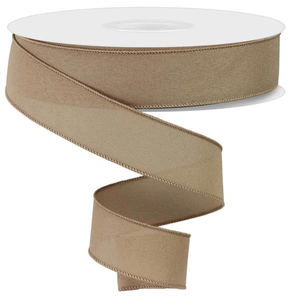 Solid Faux Burlap Canvas Wired Ribbon : Beige Brown - 1.5 Inches x 50 Yards (150 Feet)