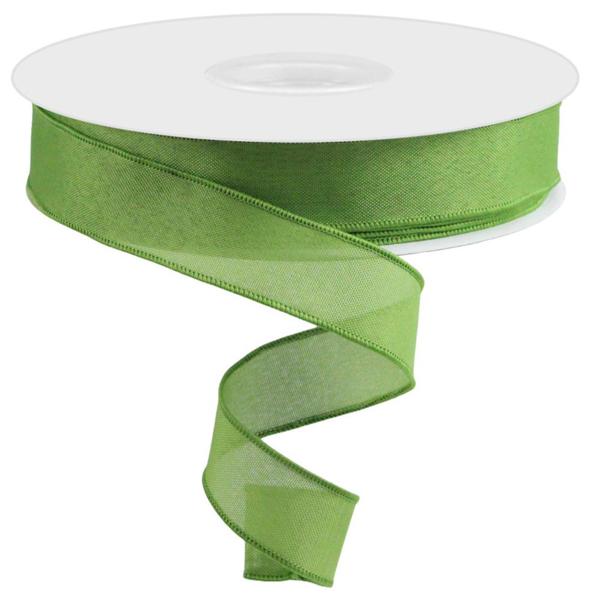 Solid Faux Burlap Canvas Wired Ribbon : Fern Green - 1.5 Inches x 50 Yards (150 Feet)