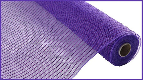 Wide Foil Deco Poly Mesh Ribbon : Purple with Purple Foil - 10 Inches x 10 Yards (30 Feet)