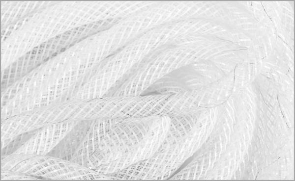 Deco Mesh Ribbon Flex Tubing: White with White Film - 8mm x 30 Yards (90 Feet)
