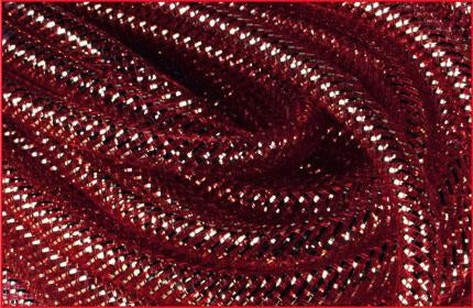Deco Mesh Ribbon Flex Tubing: Burgundy Red with Gold with Metallic Foil - 8 mm x 30 Yards (90 Feet)