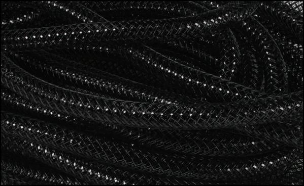 Deco Mesh Ribbon Flex Tubing: Black with Metallic Foil - 8mm x 30 Yards (90 Feet)