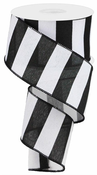 Stripe Ribbon: Black & White - 2.5 Inches x 10 Yards (30 Feet)