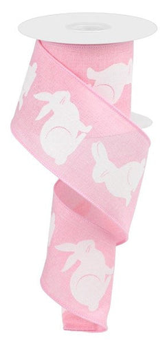 Bunny Canvas Wired Ribbon : Light Pink - 2.5 Inches x 10 Yards (30 Feet)