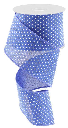 Raised Swiss Polka Dots Wired Ribbon : Royal Blue White - 2.5 Inches x 10 Yards (30 Feet)