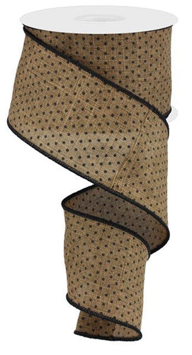 Swiss Dot Polka Wired Ribbon : Brown Black - 2.5 Inches x 100 Feet (33.3 Yards)