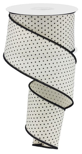 Glitter Stripe Wired Ribbon : Cream Black - 2.5 Inches x 50 Yards (150 Feet)