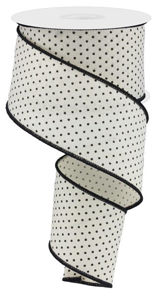 Glitter Stripe Wired Ribbon : Cream Black - 2.5 Inches x 50 Yards (150 Feet)