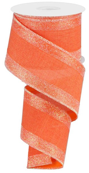 Dark Coral Royal Burlap Satin Glitter Wired Ribbon (2.5 Inches x 10 Yards (30 Feet))