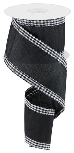 Faux Dupioni Mini Gingham Edge (Black, White) - 2.5 Inches x 10 Yards (30 Feet)