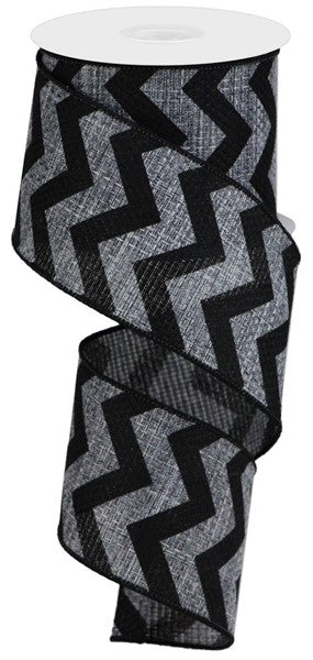 Chevron Cross Royal Burlap Wired Ribbon : Grey Gray Black - 2.5 Inches x 10 Yards (30 Feet)