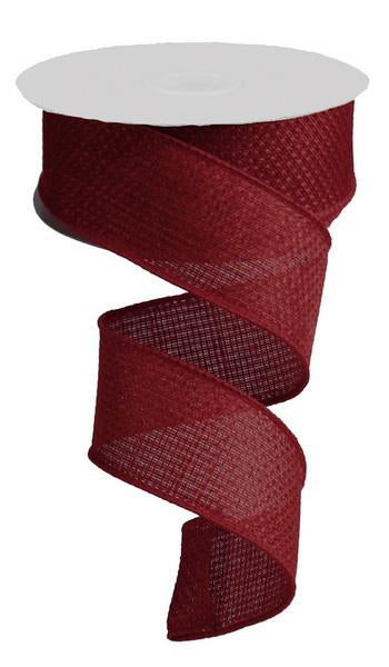 Solid Wired Ribbon : Burgundy Red - 1.5 Inches x 10 Yards (30 Feet)