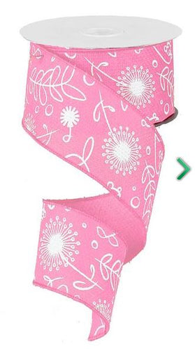 Plants wired ribbon : light pink white 2.5 inches x 10 yards (30 feet)