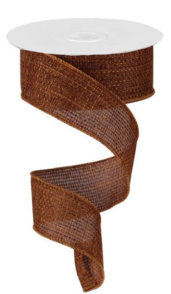 Solid Cross Burlap Wired Ribbon : Rust Brown - 1.5 Inches x 100 Feet (33.3 Yards)