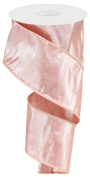 Metallic Dupioni Wired Ribbon, 10 Yards (Peach, Silver, 2.5 Inches)