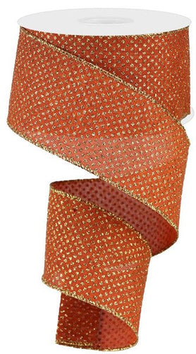 Glitter Micro Dot On Royal Rust/Light Gold - 2.5 Inches x 100 Feet (33.3 Yards)