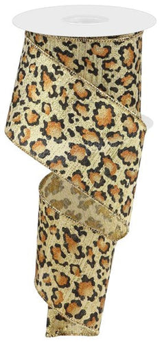 Wired Ribbon Animal Print Leopard Cheetah : 2.5 Inches x 10 Yards (30 Feet)