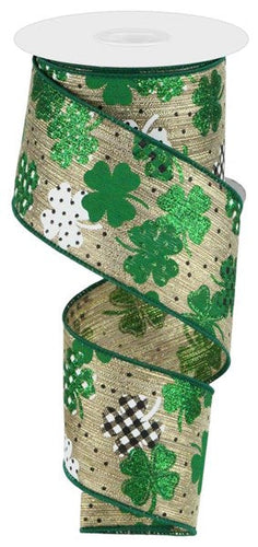 PATTERNED SHAMROCKS - 2.5 Inches x 10 Yards (30 Feet)