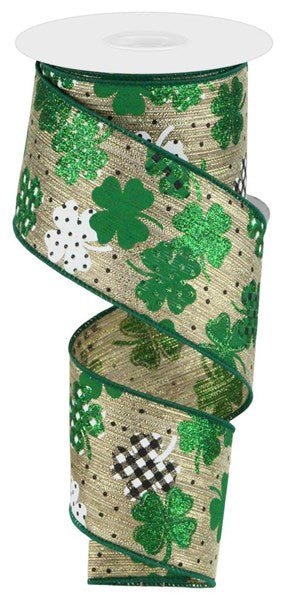 PATTERNED SHAMROCKS - 2.5 Inches x 10 Yards (30 Feet)