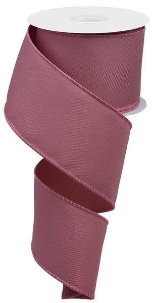 Solid Diagonal Weave Wired Edge Ribbon, 10 Yards (2.5 Inch, Dusty Rose)