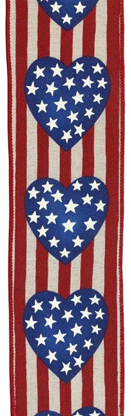 Stars in Heart/Vertical Stripe - 2.5 Inches x 10 Yards (30 Feet)