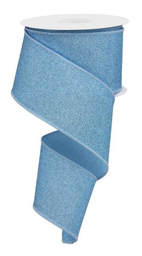 Pale Blue Glitter Ribbon : Pale Blue - 2.5 Inches x 10 Yards (30 Feet) Wired Ribbon