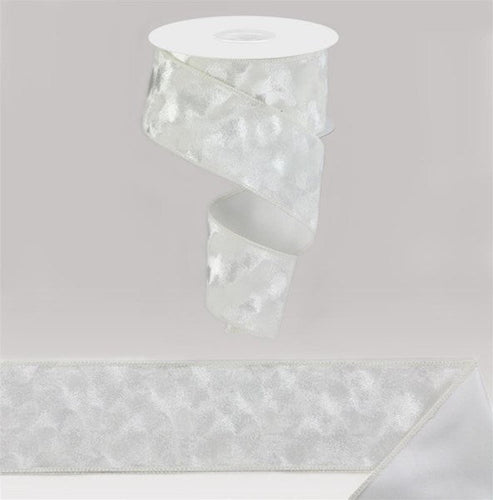 Plush Pressed Velvet Wired Ribbon : White -  2.5 Inches x 10 Yards (30 Feet)