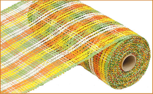 Poly Burlap Check Check Mesh Ribbon : Yellow Orange - 10 Inches x 10 Yards (30 Feet)