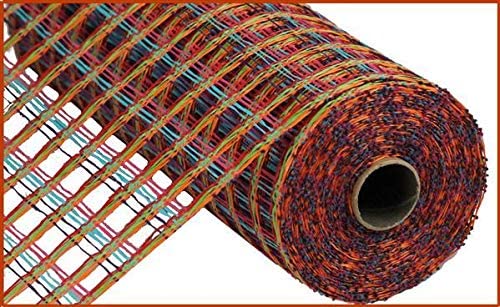 Poly Burlap Check Mesh Ribbon : Fuschia Pink Turquoise Blue Purple Orange Green Red - 10 Inches x 10 Yards (30 Feet)