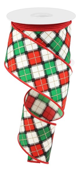Printed/Glitter Check/Diagonal - 2.5 Inches x 10 Yards (30 Feet)