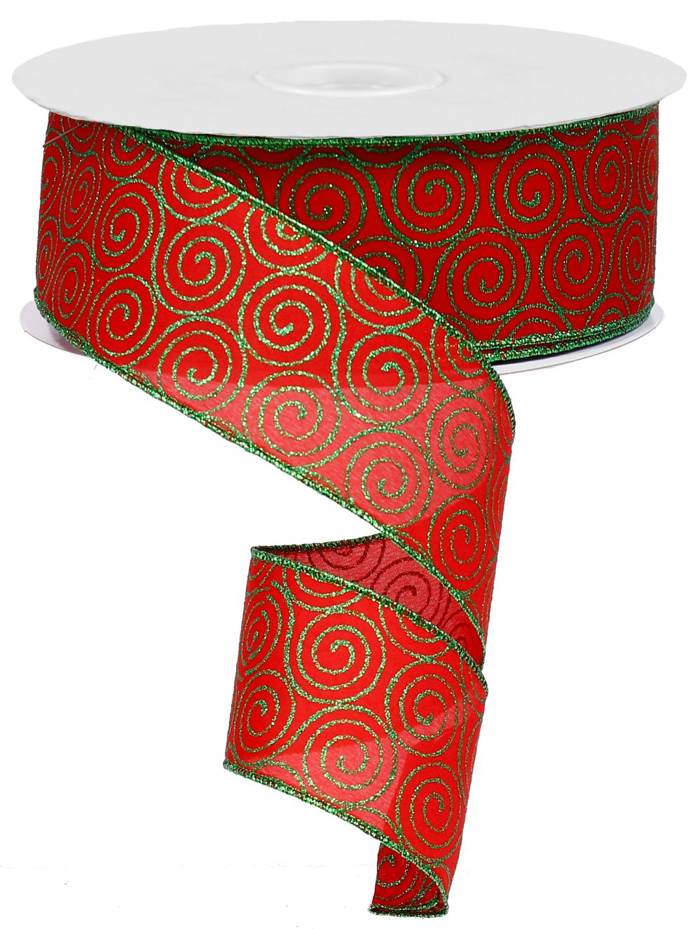 red with emerald swirly - 2.5 Inches x 50 Yards (150 Feet)