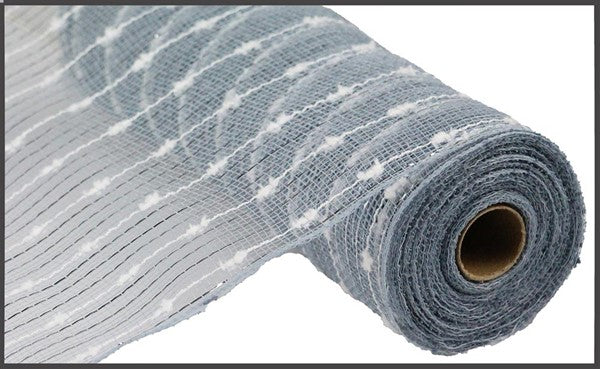 Metallic Snowball Mesh Ribbon : Grey Gray, Silver, White - 10 Inches x 10 Yards (30 Feet)