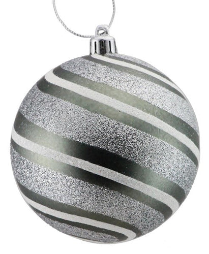 Glitter Diagonal Stripe Ball 4 Inches (100 mm) Wide